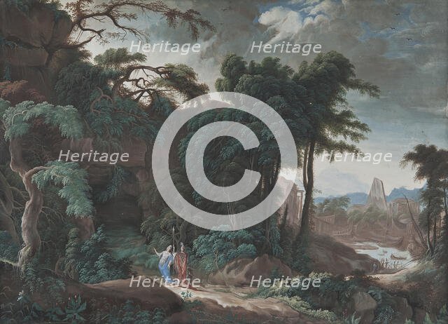 Forest landscape with figures, late 17th-early 18th century. Creator: Pierre Antoine Patel.