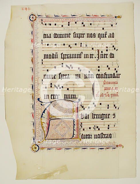 Manuscript Leaf with Initial A, from an Antiphonary, German, second quarter 15th century. Creator: Unknown.
