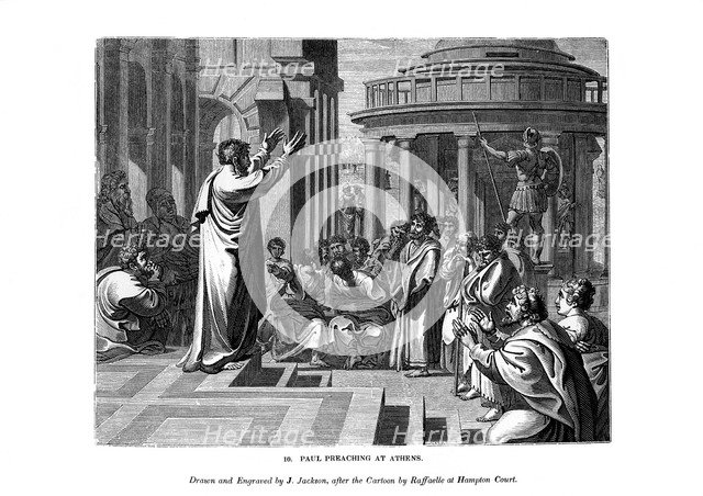 Paul preaching at Athens, 1843.Artist: J Jackson