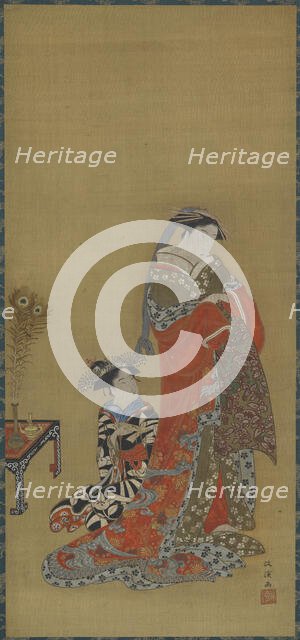 A Courtesan and attendant, late 18th-early 19th century. Creator: Kitao Masanobu.