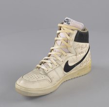 Right shoe worn and signed by George Gervin, 1972-1985. Creator: Nike.