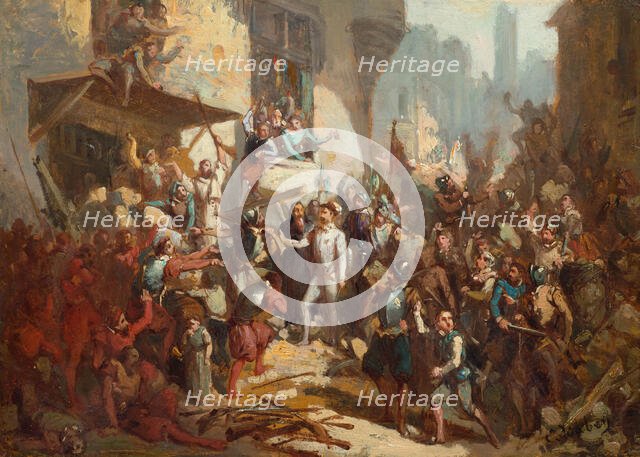 The Day of the Barricades (Journée des barricades) on 12 May 1588. Creator: Isabey, Louis Gabriel Eugène (1803-1886).