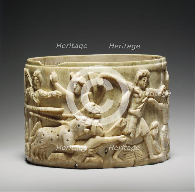 Ivory Pyx with the Triumph of Dionysos in India, Byzantine, mid-500s. Creator: Unknown.