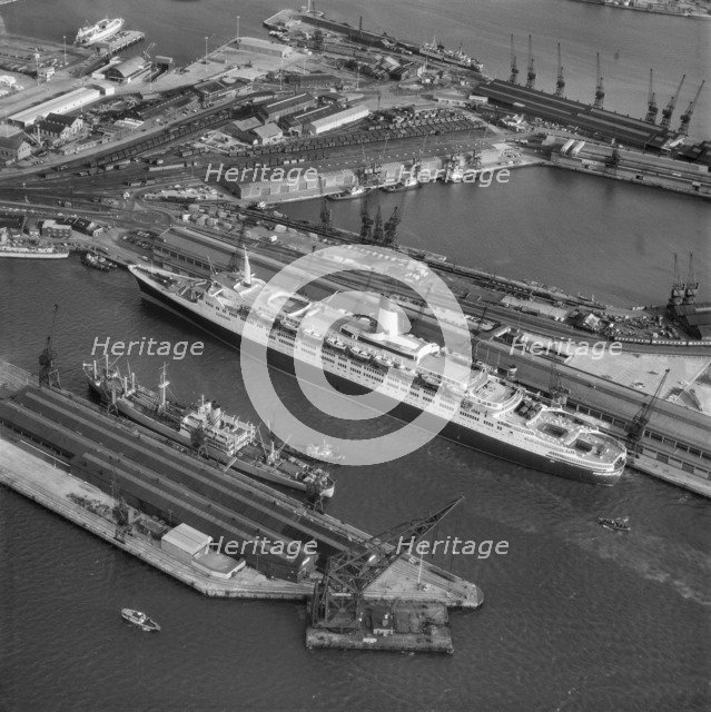 The liner 'QE2' docked at Southampton, Hampshire, 1969. Artist: Cross.