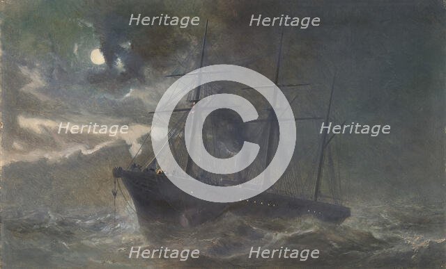 The Albany Buoying a Bight of the Cable of 1865 on the Night of August 26th, 1866, 1866. Creator: Robert Charles Dudley.