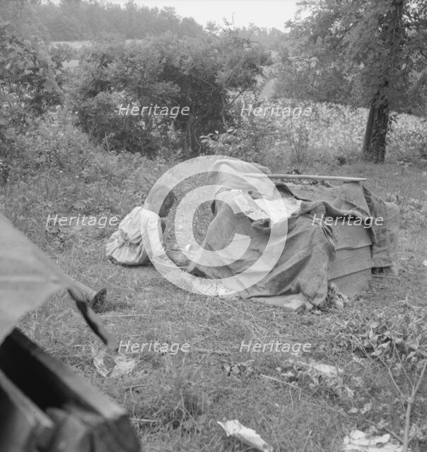 Tobacco sharecropper child playing, Person County, North Carolina, 1939. Creator: Dorothea Lange.