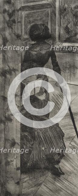 Mary Cassatt at the Louvre: The Paintings Gallery, 1879-1880. Creator: Edgar Degas (French, 1834-1917).