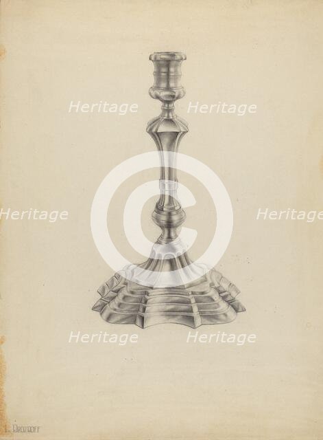 Silver Candlestick, 1935/1942. Creator: Leo Drozdoff.