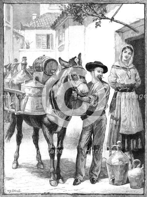 A vendor of oil and vinegar: a sketch near Lisbon, 1883. Creator: Eugène Froment.