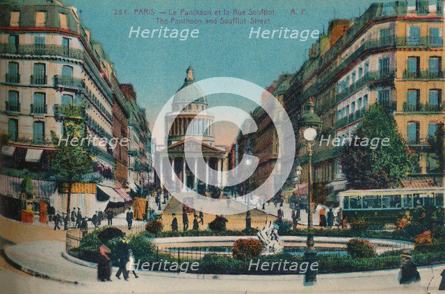 The Panthéon and the Rue Soufflot, Paris, c1920. Artist: Unknown.