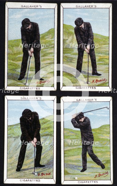 Cigarette cards showing tips from James Braid, c1900. Artist: Unknown
