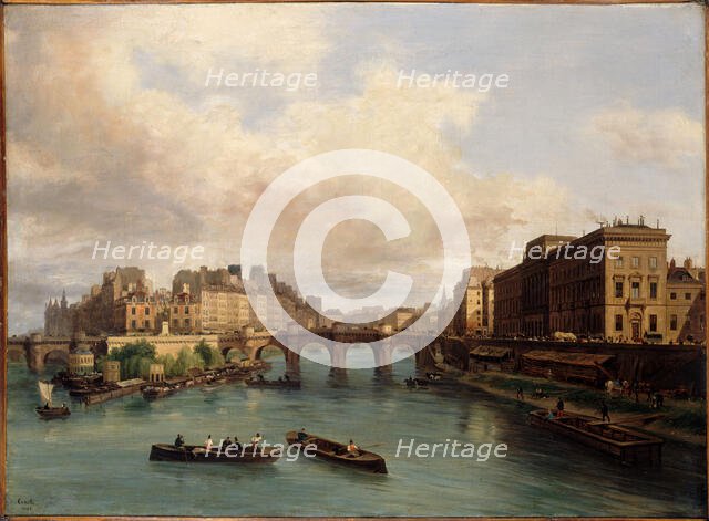 Ile de la Cite and the Quai Conti, seen from Passerelle des Arts, 1832. Creator: Unknown.