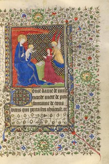 A Patron Presented to the Virgin and Child; Book of Hours, about 1415-1420. Creators: Boucicaut Master, Workshop of the Boucicaut Master.