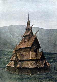 Borgund stave church, Sogn og Fjordane, Norway, c1890. Artist: L Boulanger