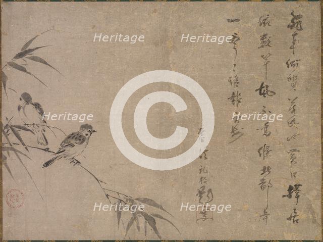 Sparrows and Bamboo, mid- to late 1500s. Creator: Shiken Seid? (Japanese, 1486-1581).