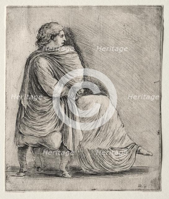 Woman Seated on a Stool, c. 1620s-1630s. Creator: Stefano Della Bella (Italian, 1610-1664).