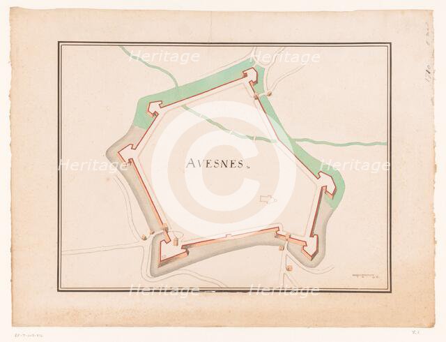 Map of Avesnes, c.1710. Creator: Anon.
