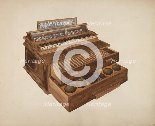 Wooden Cash Register, c. 1942. Creator: Wilbur M Rice.