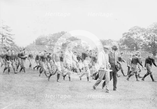 Yale Squad coming on field, Bomeisler, Spalding, Mack, Dr. Bull, between c1910 and c1915. Creator: Bain News Service.