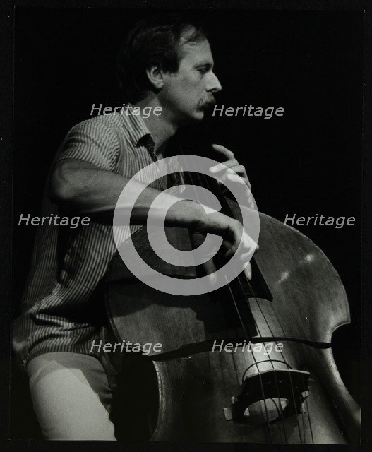 Bassist Paul Bridge playing at The Stables, Wavendon, Buckinghamshire. Artist: Denis Williams