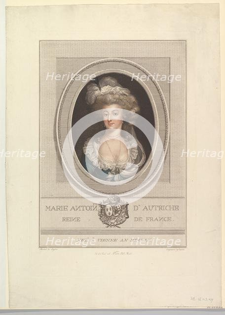 Portrait of Marie Antoinette, 1786-1800. Creator: John Curtis.