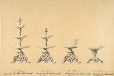 Four Designs for Tiered Serving Dishes, 19th century. Creator: Anon.