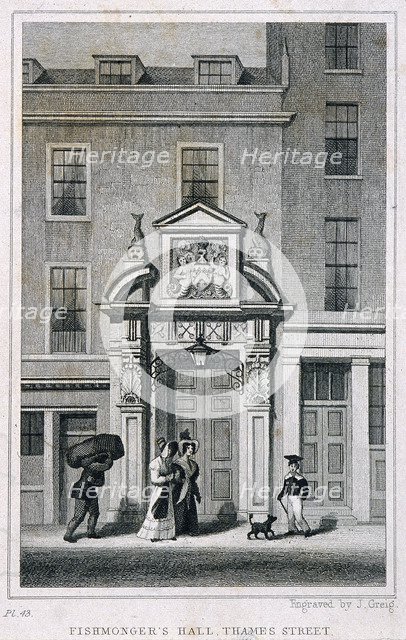 Fishmongers' Hall, Thames Street, London, c1835. Artist: John Greig