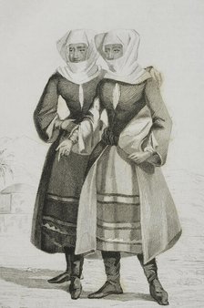 Typical Armenian mountain women's costume, 1838.  Creator: Francois Pigeot.