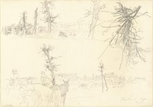 Soldiers in a Devastated Landscape [recto], 1918. Creator: John Singer Sargent.