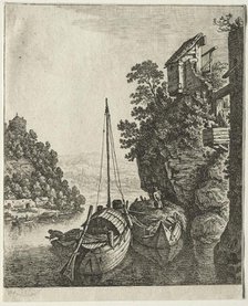 Two Boats moored under a rock, 1667. Creator: Herman Saftleven (Dutch, 1609-1685).
