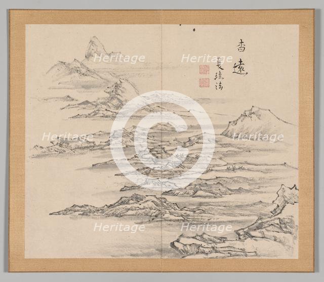Double Album of Landscape Studies after Ikeno Taiga, Volume 2 (leaf 5), 18th century. Creator: Aoki Shukuya (Japanese, 1789).
