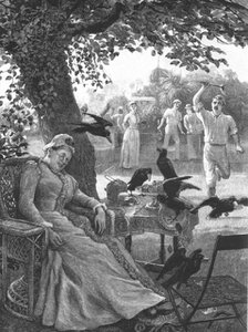 ''Unwelcome Visitors - Crows at a Tennis Party in India', 1891. Creator: R Barnes.