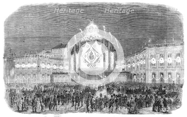 Illuminations in the Largo Mercatello, Naples, on the Birth of a Prince, 1857. Creator: Unknown.