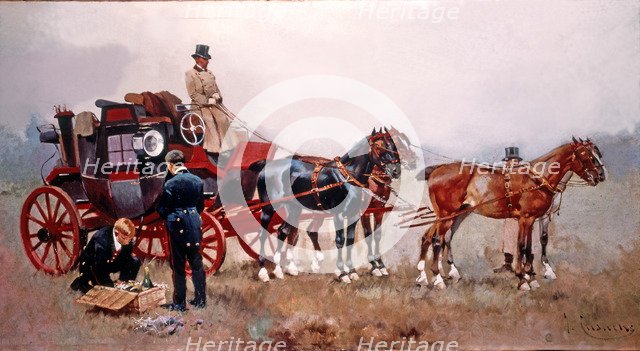 Country Day', oil on canvas by Josep Cusachs.