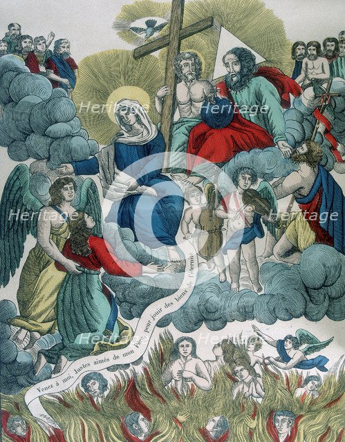 Deliverance of souls from Purgatory, 19th century.  Artist: Anon