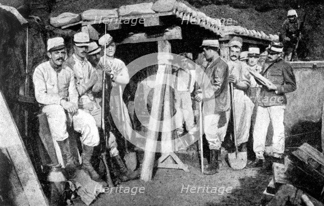 French sappers laying mines, France, First World War, 1914. Artist: Unknown