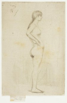 Study from the Nude of a Girl Standing, 1890. Creator: Theodore Roussel.