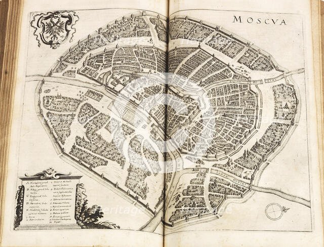 Map of Moscow. From: Newe Archontologia cosmica by Johann Ludwig Gottfried, 1646. Creator: Merian, Matthäus, the Elder (1593-1650).