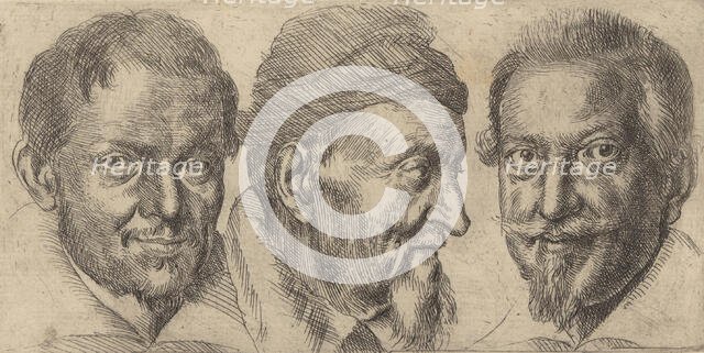 Three portraits possibly representing Camillo Graffico, Ercole Pedemonte and Antoni..., ca. 1620-30. Creator: Ottavio Mario Leoni.
