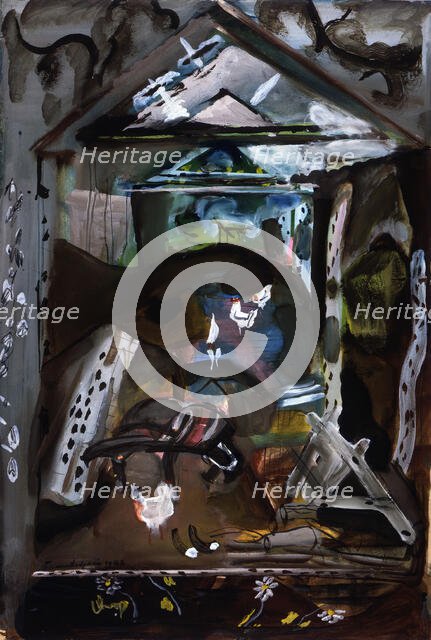 Barn interior, Dolaucothy, 1942. Creator: Frances Hodgkins.
