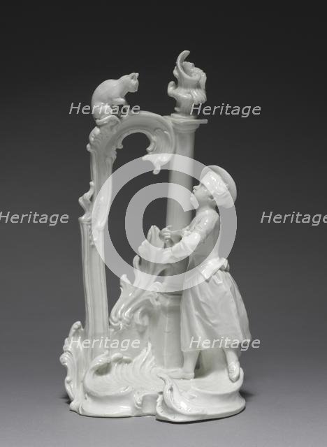 Figure of a Girl with Cat, c. 1770. Creator: Nymphenburg Porcelain Factory (German, founded 1747); Dominicus Auliczek (German, 1734-1804), probably by.