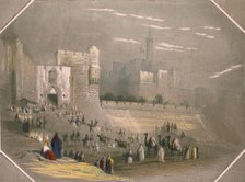 People outside the city walls, Mount Zion, Jerusalem, 1844. Creator: Unknown.