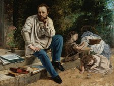 Pierre-Joseph Proudhon (1809-1865) and his children, 1865. Creator: Courbet, Gustave (1819-1877).