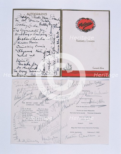 British Ladies Golf Team autographs, 1931. Artist: Unknown