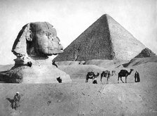 The Sphinx and Pyramid at Giza, Egypt, c1882. Artist: Unknown