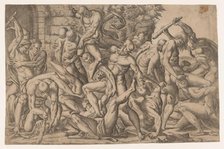 Combat of Naked Men, 1535-55. Creator: Jean Mignon.