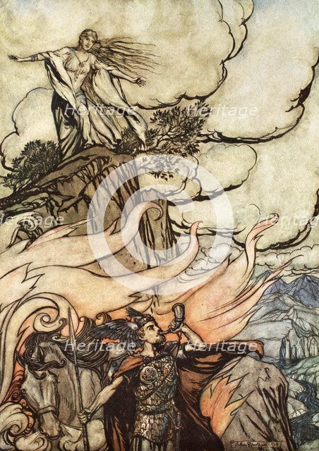 'Siegfried leaves Brunnhilde in search of adventure', 1924.  Artist: Arthur Rackham