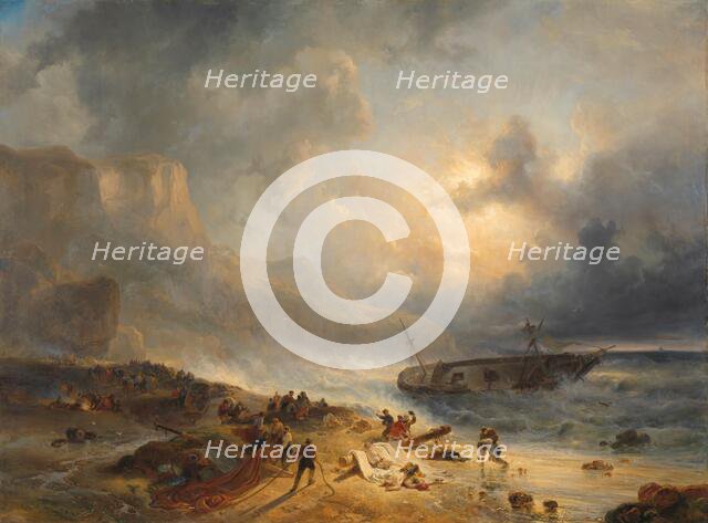 Shipwreck off a Rocky Coast, c.1837. Creator: Wijnand Nuyen.