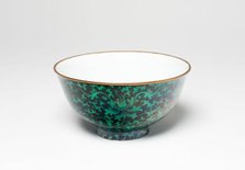 Green and Black-Enameled 'Lotus' Bowl, Qing dynasty (1644-1911), 18th century. Creator: Unknown.