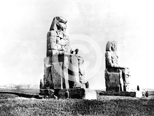 The Colossi of Memnon, Thebes, Nubia, Egypt, 1887. Artist: Henri Bechard